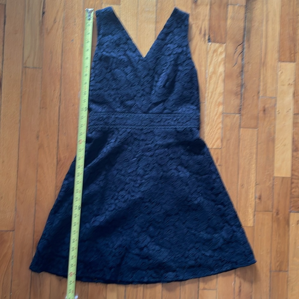 LOFT Sleeveless Lace Lined Dress, V-neck, A-line, Black, size 0